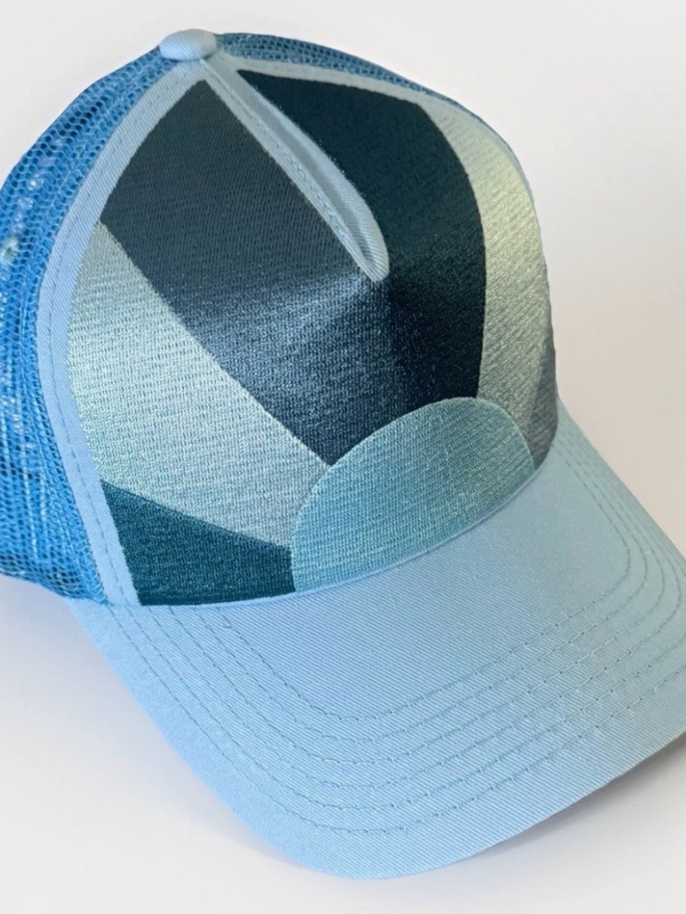 Nahmias Blue Trucker Hat Mesh Adjustable Colorblock Black Multicolor